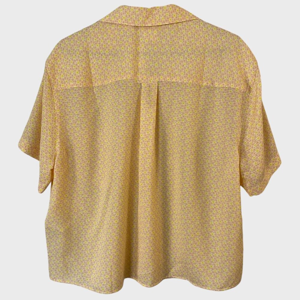 Levis Floral Resort Shirt Yellow Women's Size Large Short-Sleeve Button-Up New - Picture 4 of 15